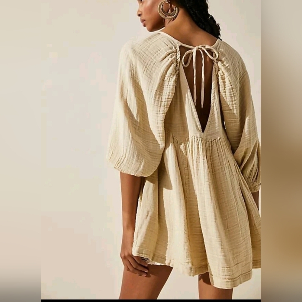 Free People Beige Textured Tunic -Size S - Picture 2 of 11